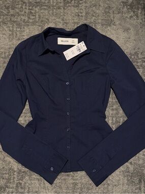 Hollister Slim-Fit Navy Button-Down Shirt